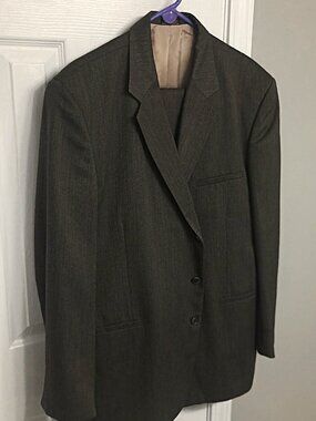 JF J.Ferrar Men Dark Grayish Tan  2 Piece Suit Jacket Size 46R